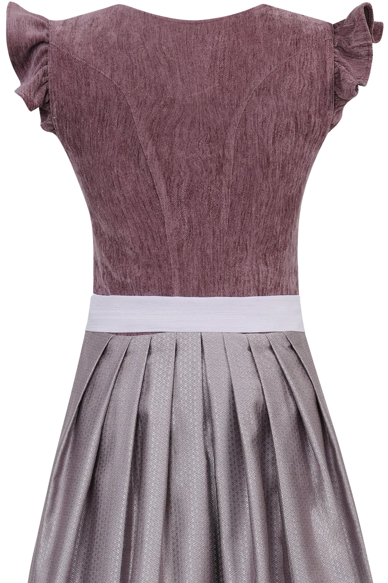 Midi-Samtdirndl mit abnehmbaren Flügelärmeln Hochwinkel 70cm - pflaume