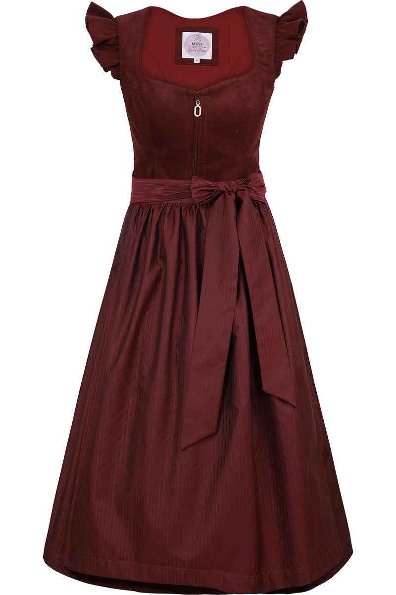 Midi-Corddirndl mit abknöpfbaren Flügelärmeln Ansfelden 70cm - henna