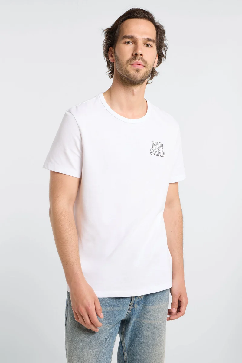 Elbsand Men T-Shirt Jivo bright white/black sand