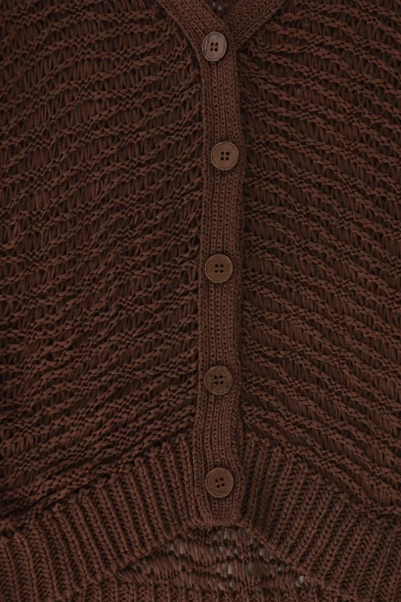 Expresso Strickshirt aus Wolle Gr. M Kurzarm braun