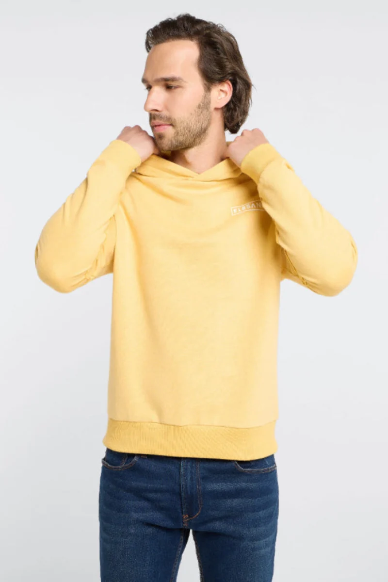 Elbsand Men Hoodie Sivan mineral yellow melange