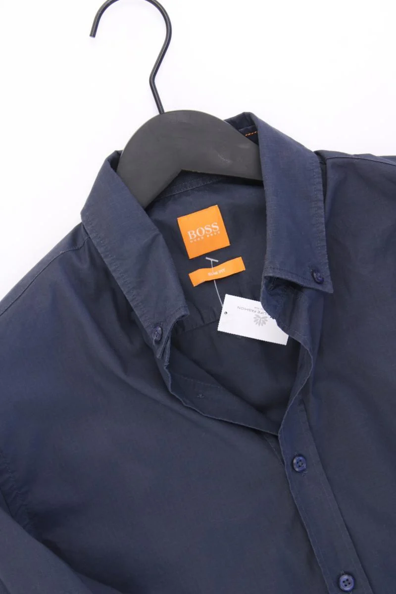 BOSS Orange Langarmhemd für Herren Gr. S blau aus Baumwolle