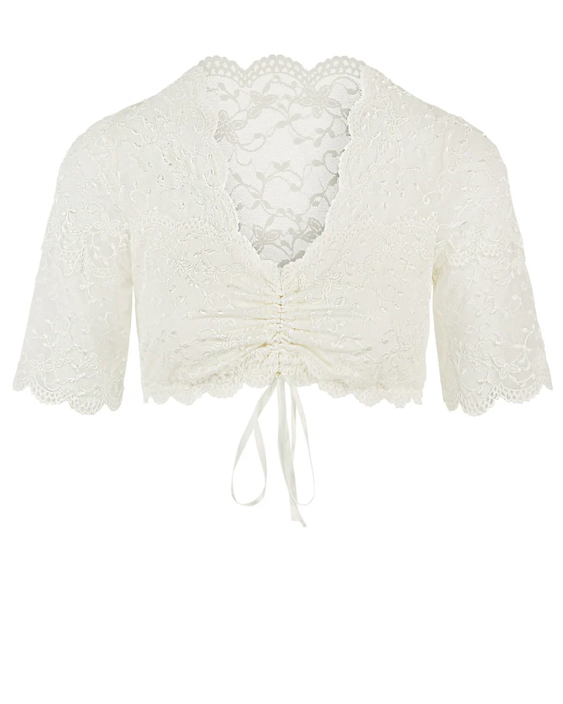 Nina von C. Spitzen Dirndlbluse "Linnea" Halbarm 48463971 | Champagner