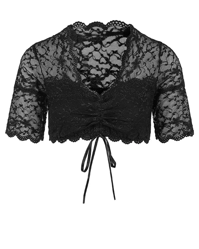 Nina von C. Spitzen Dirndlbluse "Linnea" Halbarm 48463971 | Schwarz