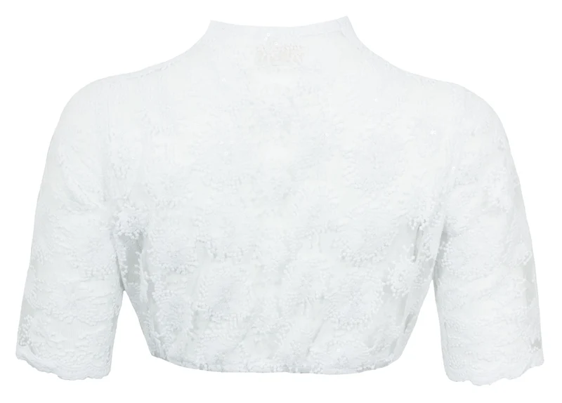 Pierre Marcel Damen Halbarm Spitzen Dirndlbluse Bernice mit Pailletten - Weiß