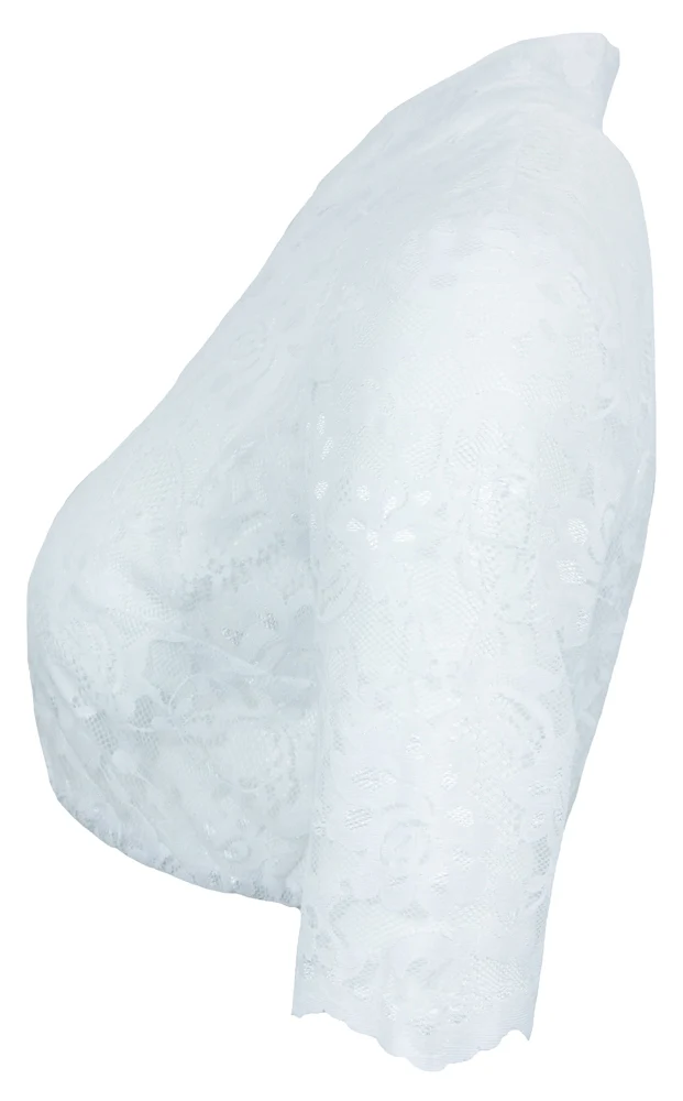 Pierre Marcel Damen Halbarm Spitzen Dirndlbluse Ylvie mit Stehkragen - Weiß