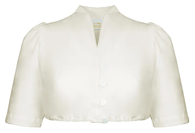 Pierre Marcel Seidige Damen Dirndlbluse Melina mit V-Ausschnitt - Creme