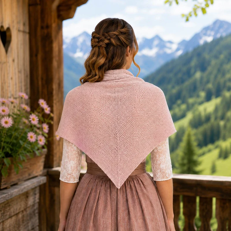 XL Strick Dreieckstuch - Schal 200 x 80 cm | Rosé