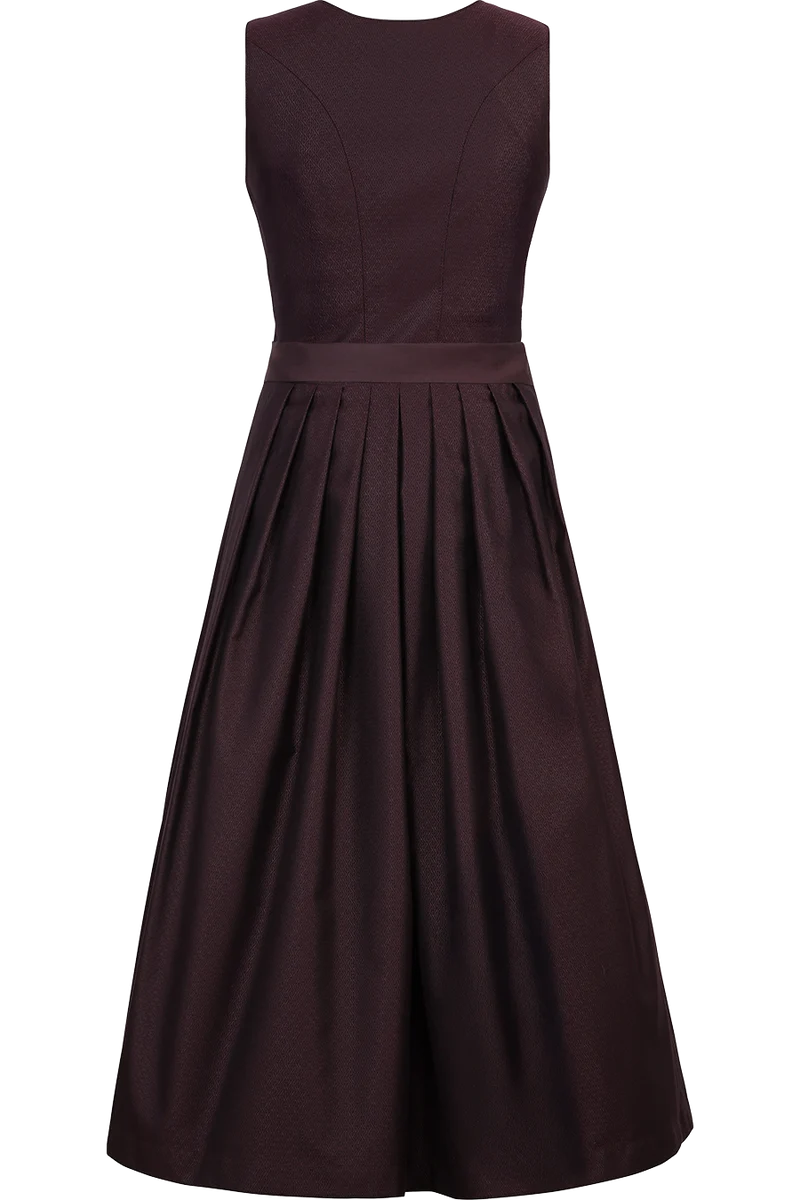Monochromes Midi-Dirndl mit Jacquardmuster Vordernberg 70cm - traube