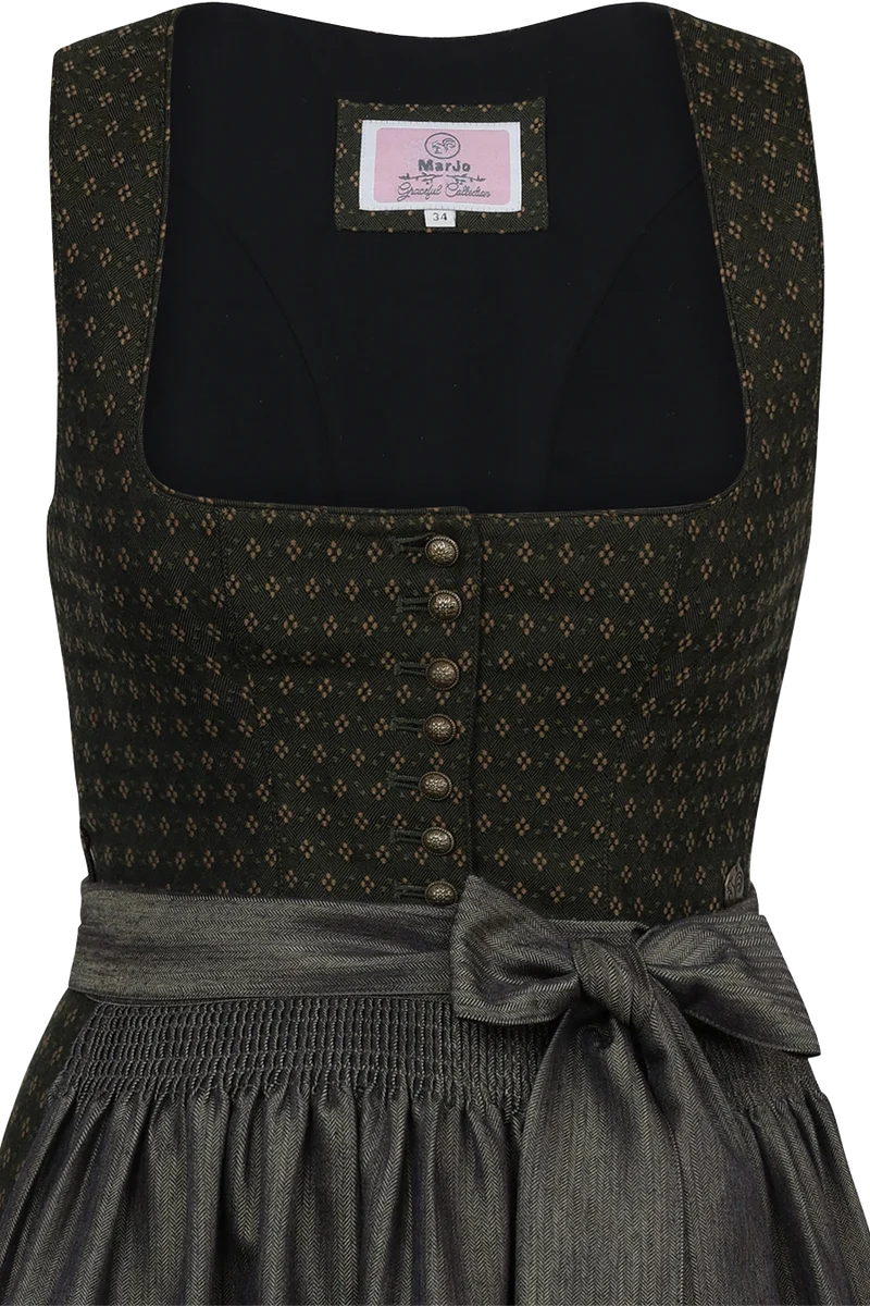 Midi-Dirndl gemustert mit Unterrock Ehrwald 75cm - tanne