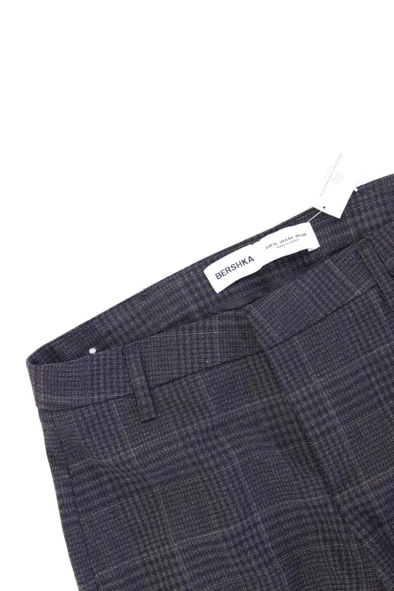 Bershka Stoffhose Gr. 36 kariert grau aus Polyester