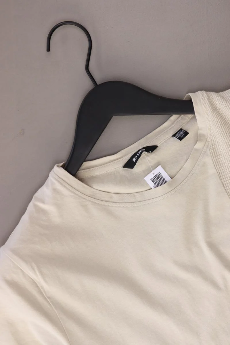 ONLY & SONS T-Shirt für Herren Gr. M Kurzarm creme aus Baumwolle