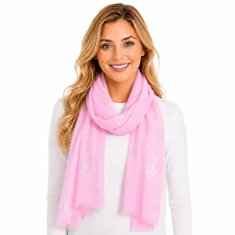 Trachten Halstuch Schal Uni mit Glitter Hirsch | Rosa