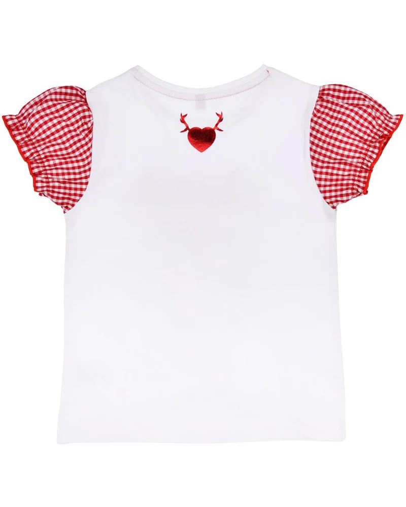 BONDI Mädchen T-Shirt "Alpenqueen" Rehmotiv 26096 | Weiß Rot