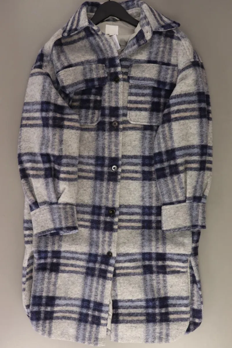 H&M Wollmantel Gr. XS kariert neuwertig blau