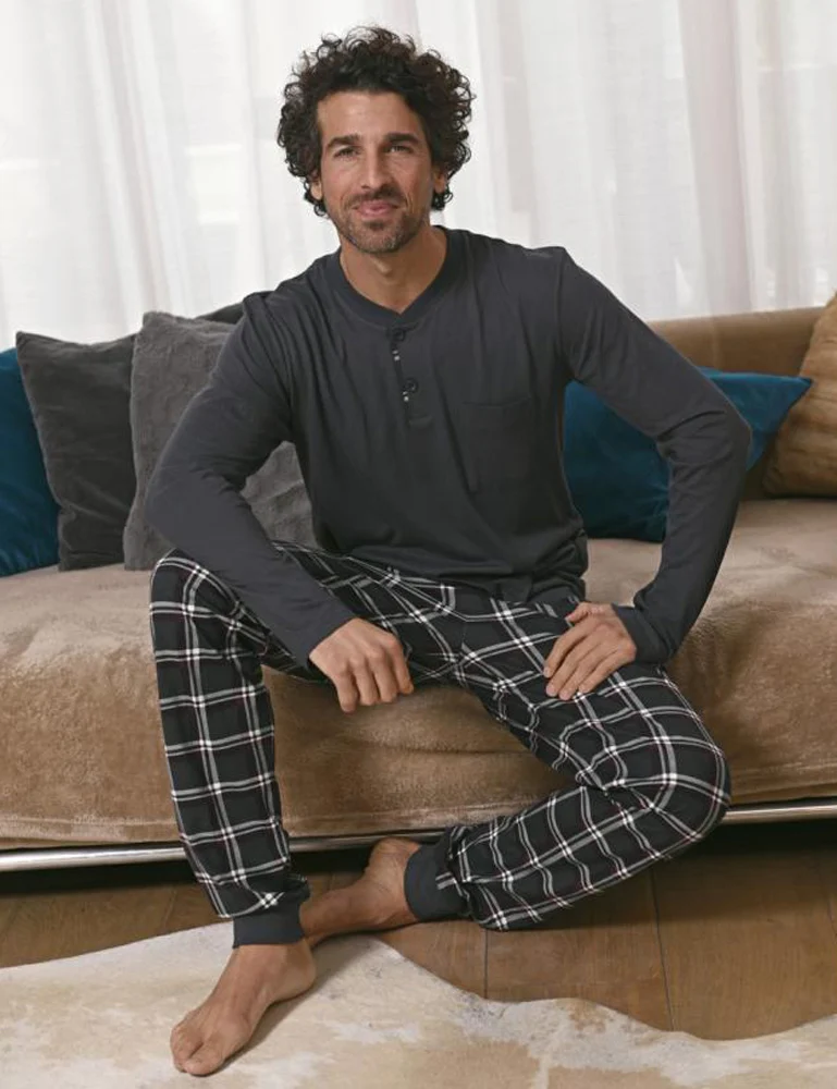 RINGELLA Herren Langarm Pyjama "Winter Colours" 2541223 | Asphalt Grau