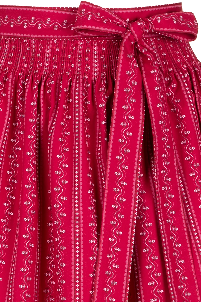 Lange Dirndlschürze 95cm aus Baumwolle - rot