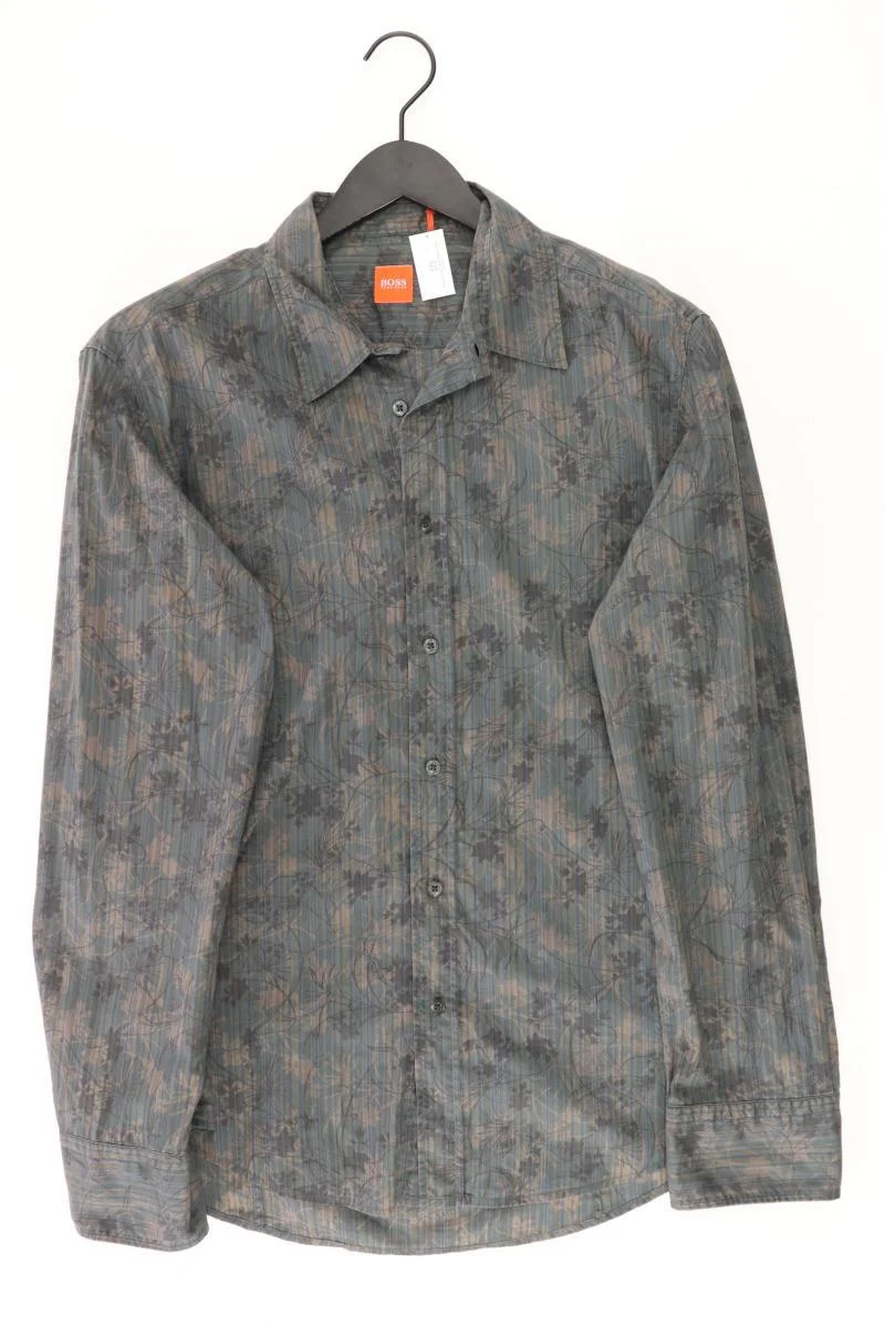 BOSS by Hugo Boss Langarmhemd für Herren Gr. L mit Blumenmuster olivgrün