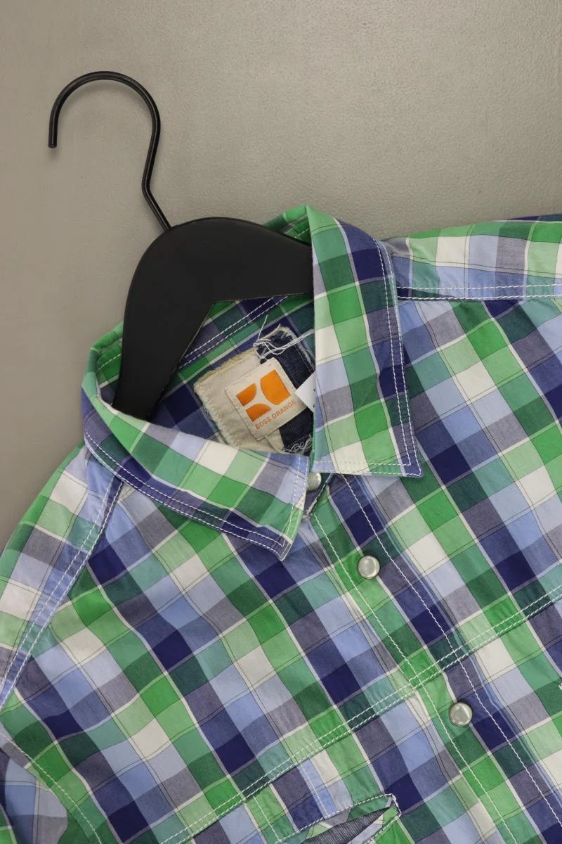 BOSS Orange Karohemd für Herren Gr. L kariert Langarm grün aus Baumwolle