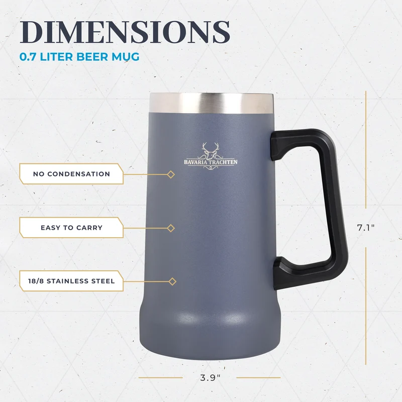 Insulated Stainless Steel Oktoberfest Beer Mug 0.7L
