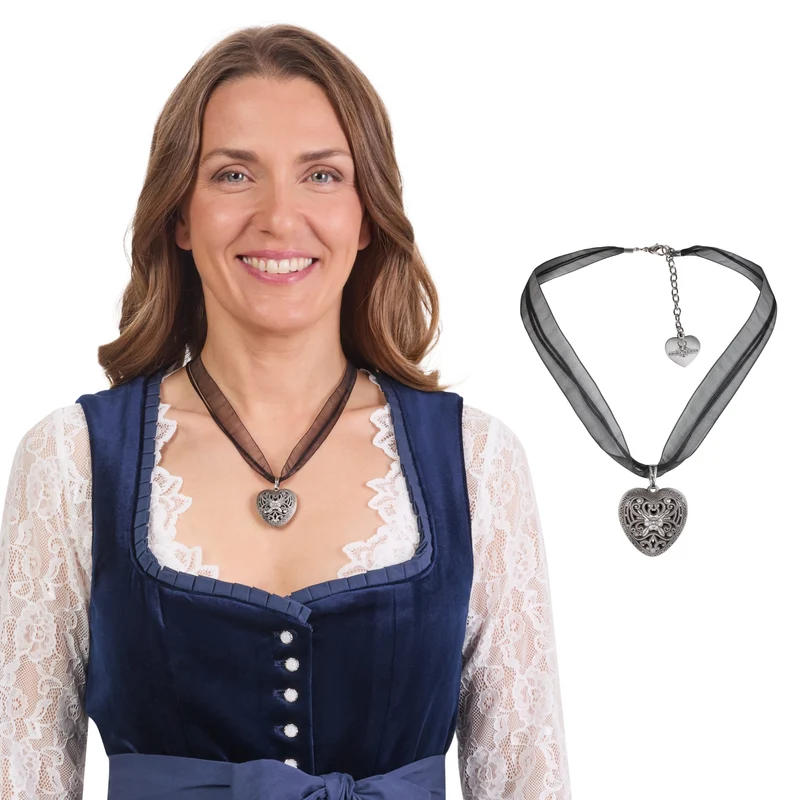 Organza Heart Necklace Black