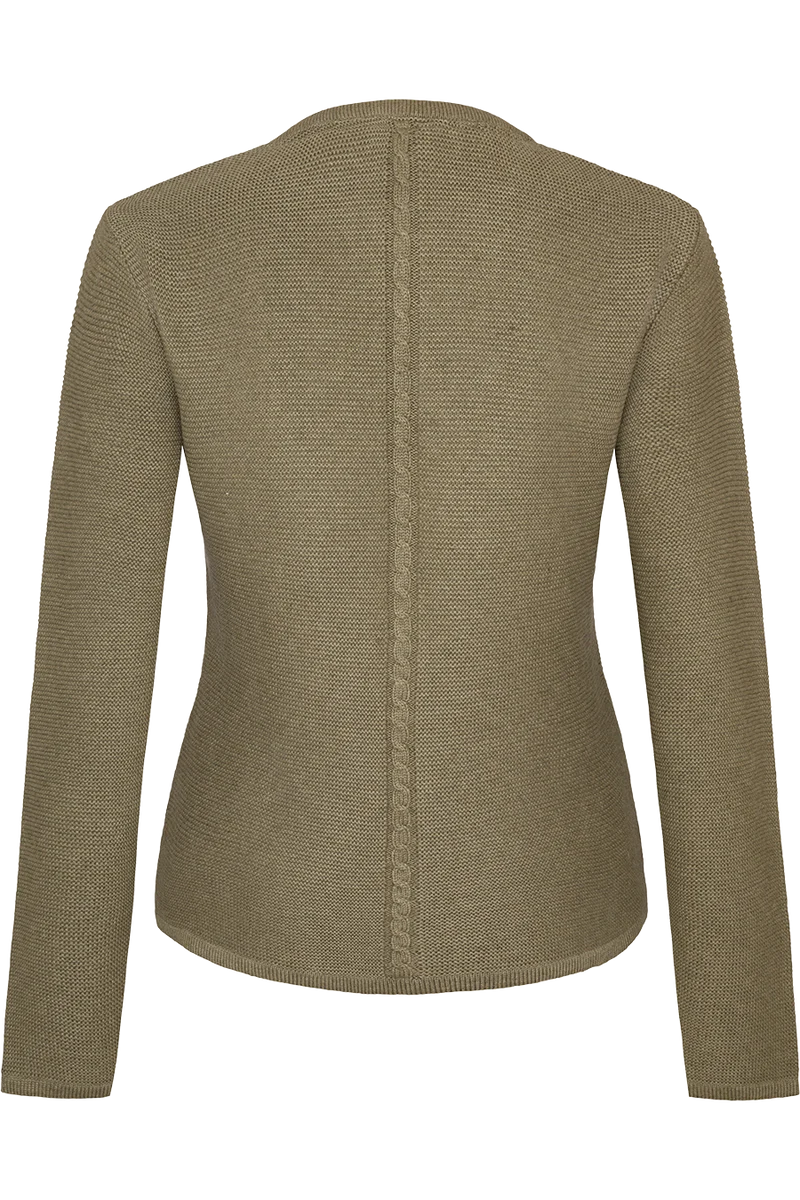 Damen Trachten-Strickjacke mit Zopfstrickmuster und Perlmuttknöpfen - lindgrün