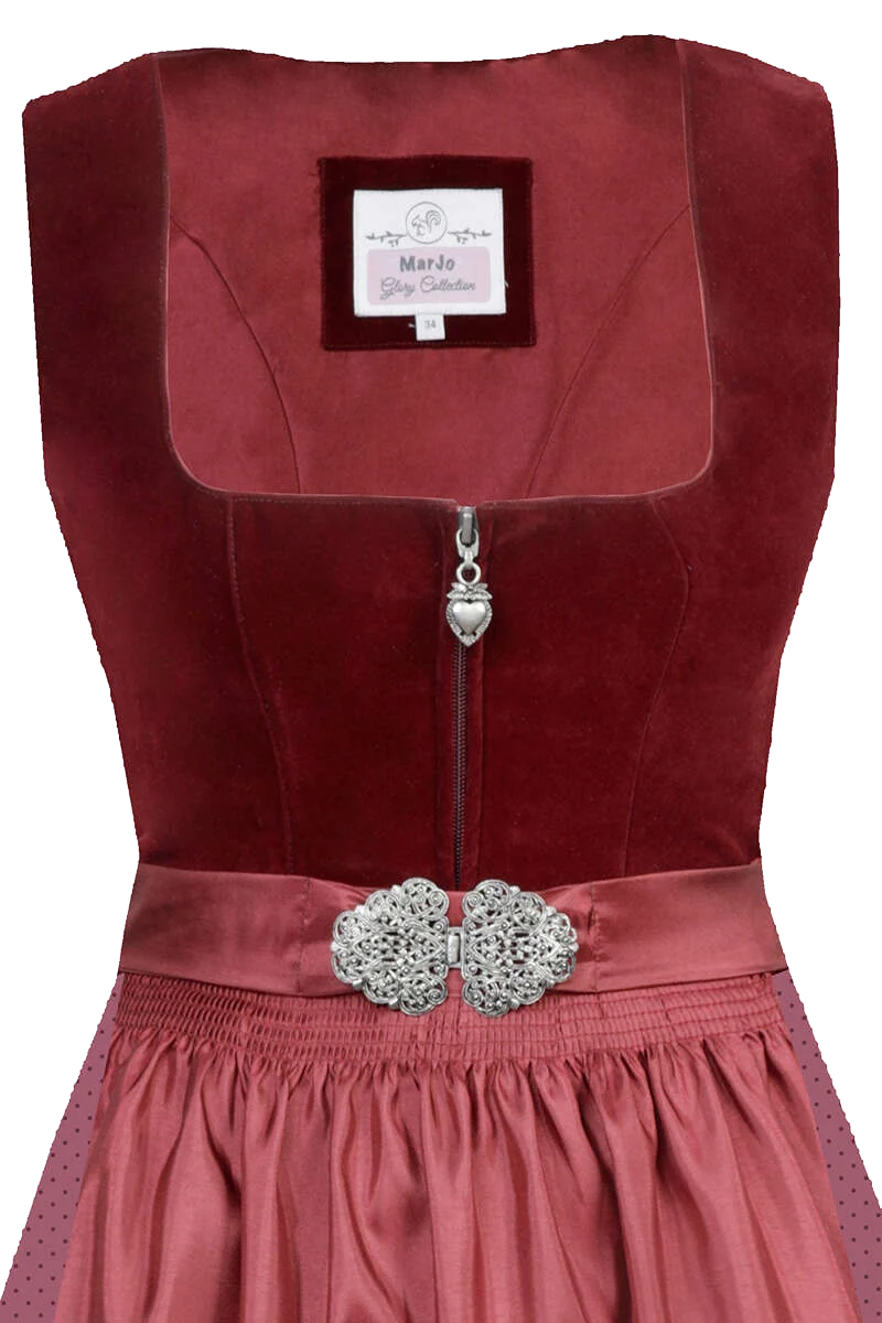 Samt-Dirndl midi - rubinrot