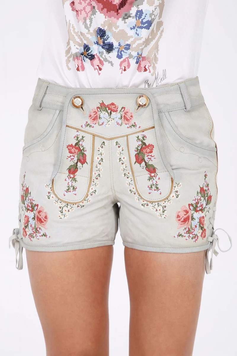 Damen Lederhose - APRICOT FLOWER NATUR % - Krüger Madl - Short - 035346-000-0015