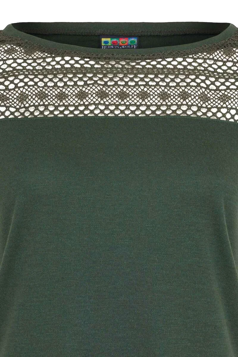 Trachtenshirt mit Spitze - grün