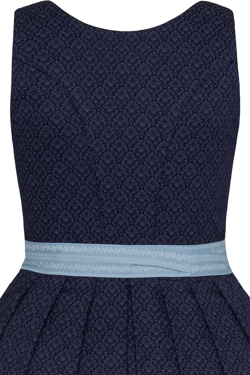 Dirndl lang aus Baumwolle mit eckigem Ausschnitt - marine hellblau