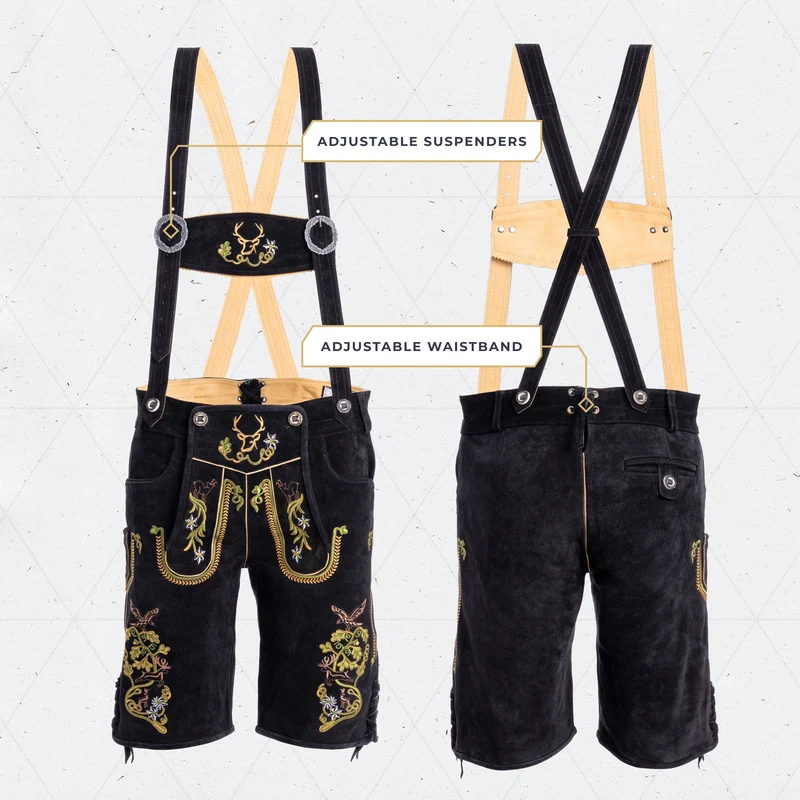 Lederhosen Men Short Black Royal