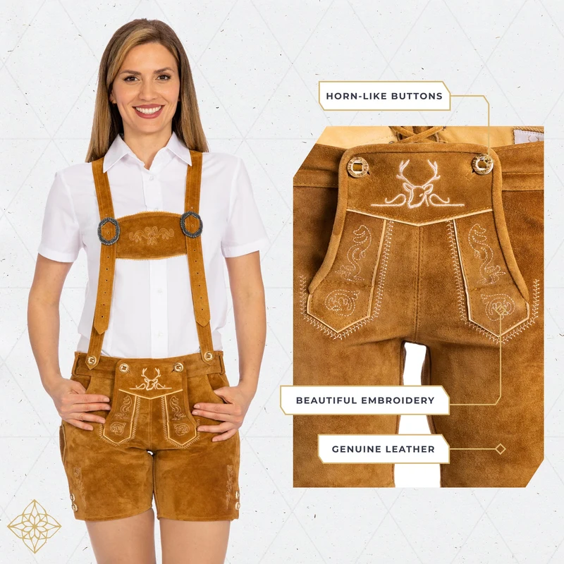 Women’s Lederhosen Short Pants Light Brown