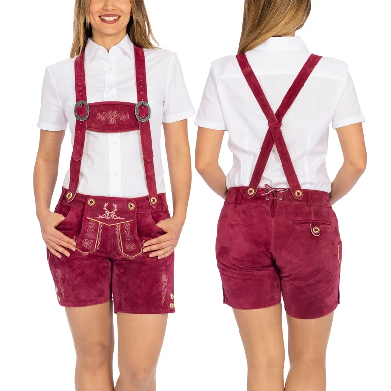 Women’s Lederhosen Short Pants Cherry Red