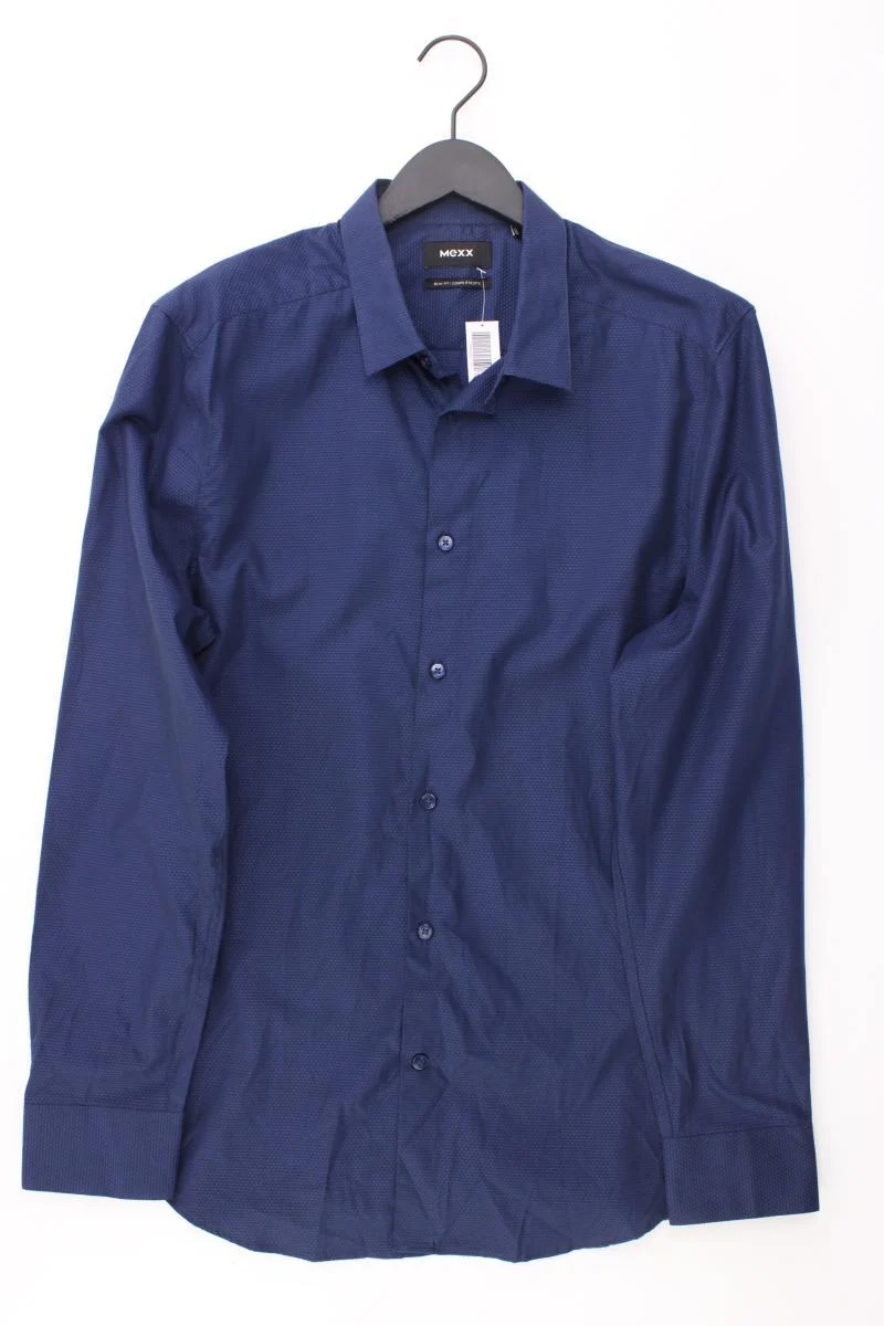 Mexx Langarmhemd für Herren Gr. XL blau aus Baumwolle