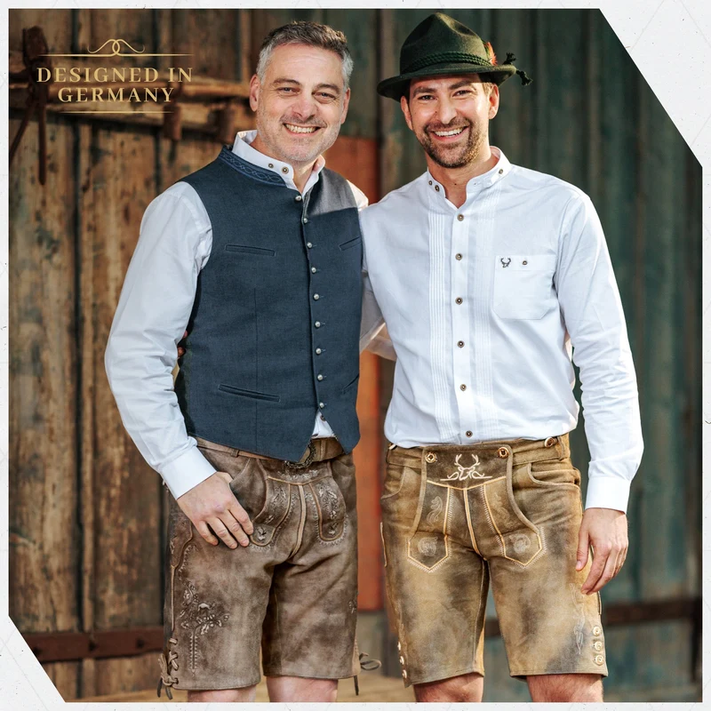 Lederhosen Men Short Antique Mushroom Brown
