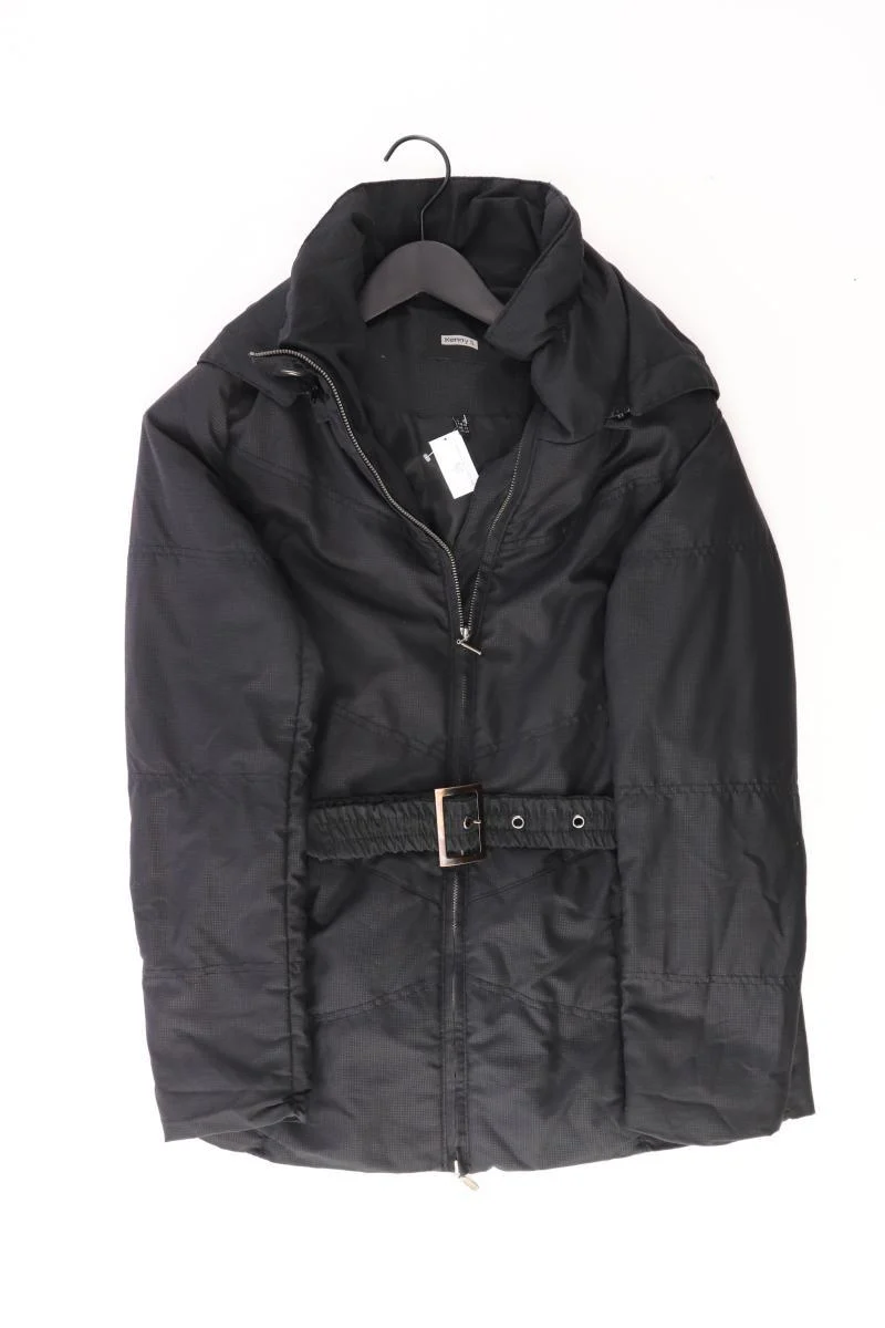 Kenny S. Lange Jacke Gr. 38 mit Gürtel schwarz aus Polyester
