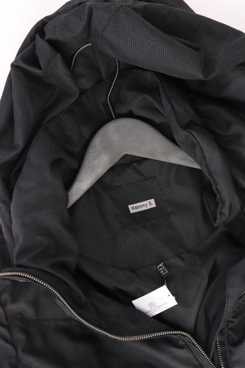 Kenny S. Lange Jacke Gr. 38 mit Gürtel schwarz aus Polyester