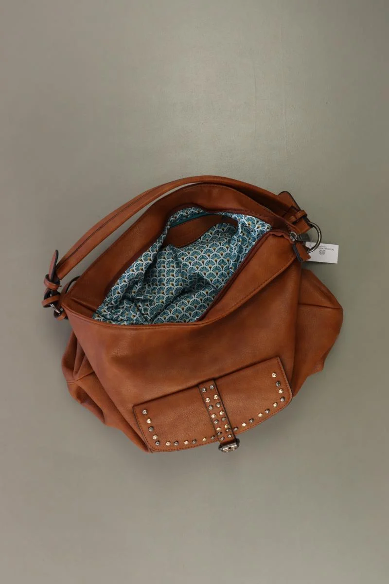 Mandoline Schultertasche mit Nieten braun aus Polyurethan