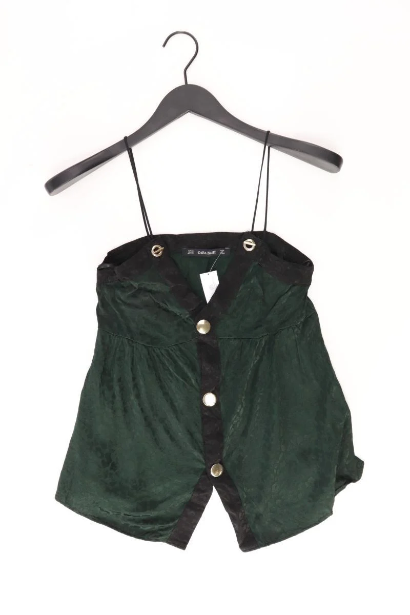 Zara Spaghetti-Top Gr. XS mit Tierdruck grün aus Polyester