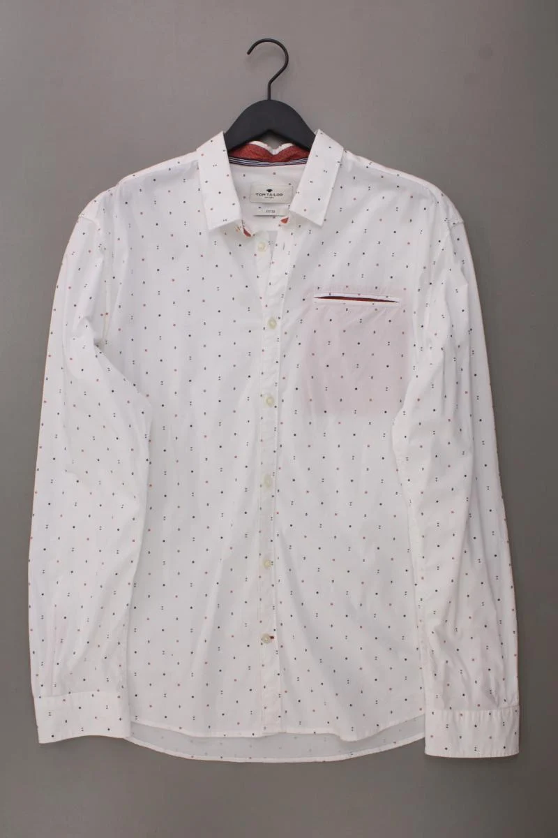 Tom Tailor Langarmhemd für Herren Gr. XL weiß aus Baumwolle