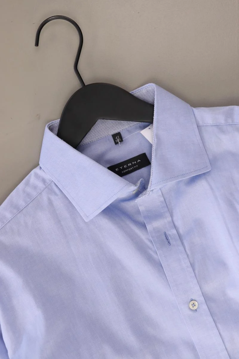 Eterna Langarmhemd für Herren Gr. Hemdgröße 42 blau aus Baumwolle