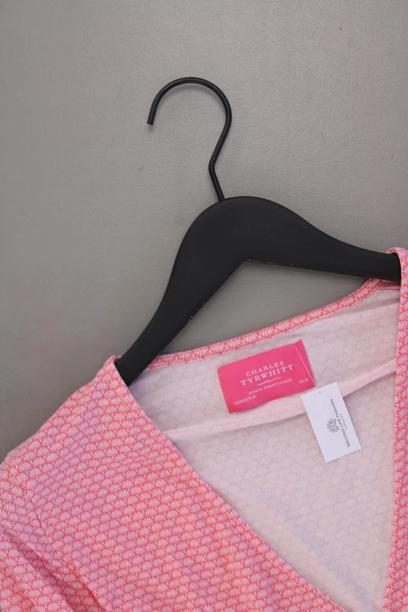 CHARLES TYRWHITT Shirt mit V-Ausschnitt Gr. 36 Langarm rosa aus Viskose