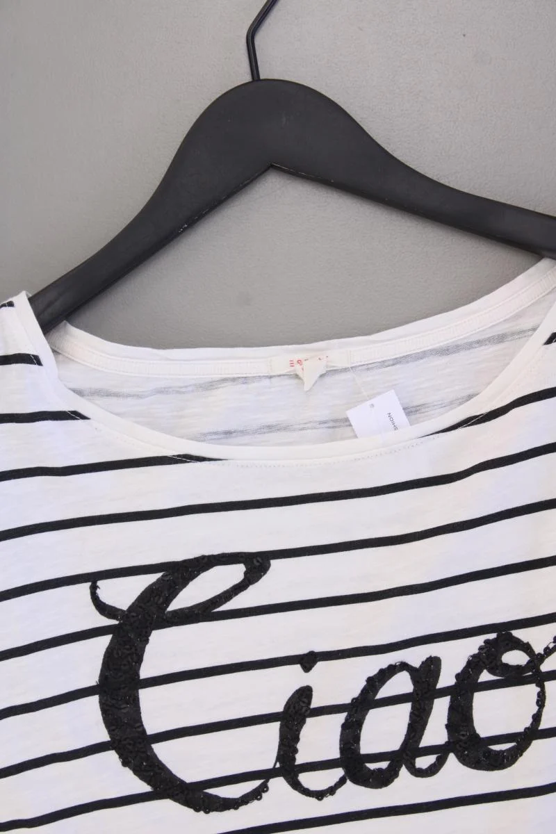 Esprit Ringelshirt Gr. L gestreift Kurzarm creme aus Baumwolle