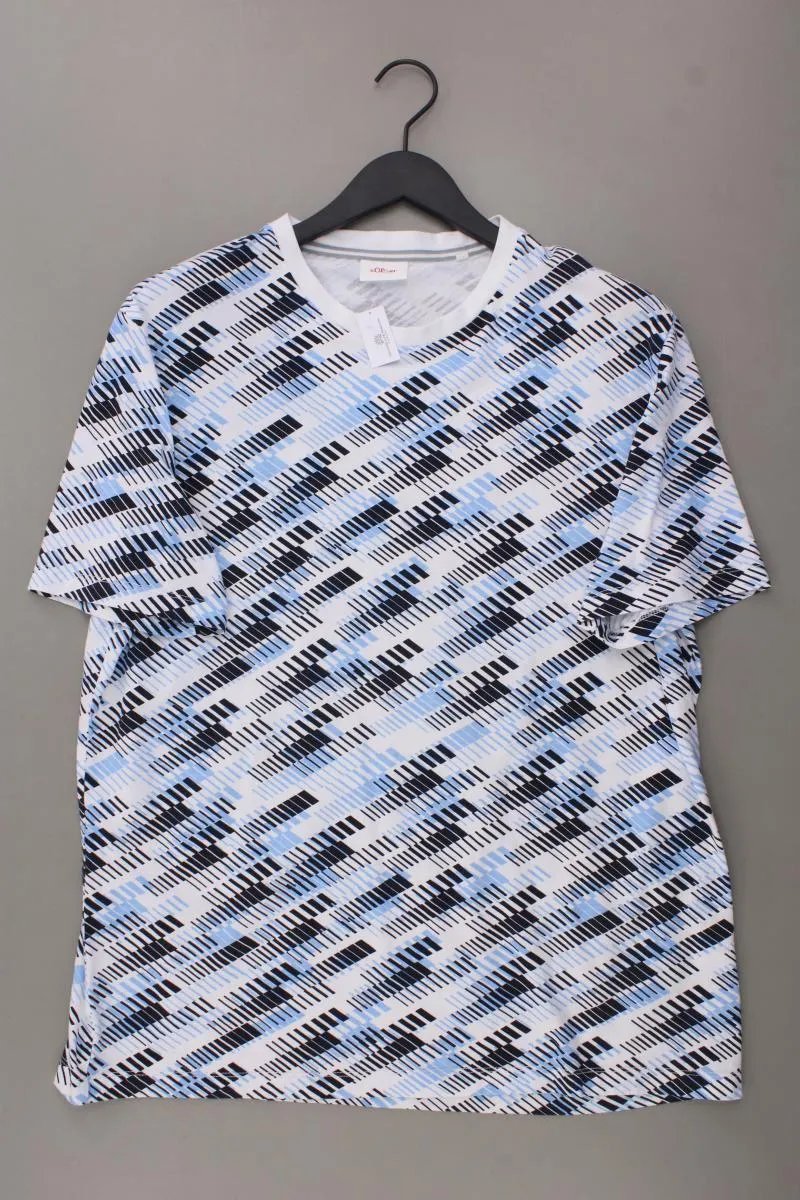 s.Oliver Printshirt Gr. XXL geometrisches Muster Kurzarm blau aus Baumwolle