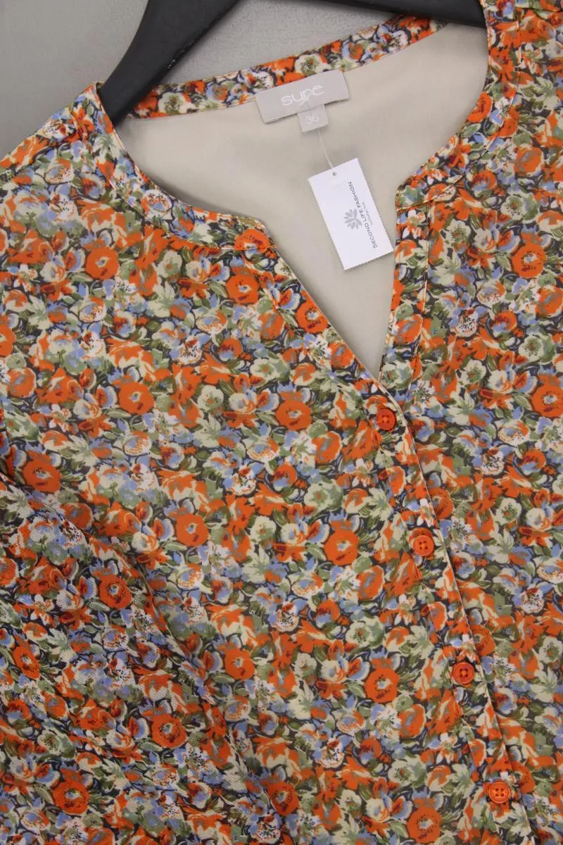 Sure Chiffonkleid Gr. 36 mit Blumenmuster neuwertig 3/4 Ärmel orange