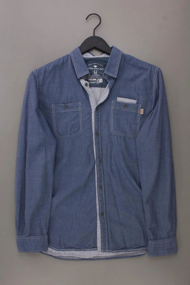Tom Tailor Langarmhemd für Herren Gr. XL blau aus Baumwolle