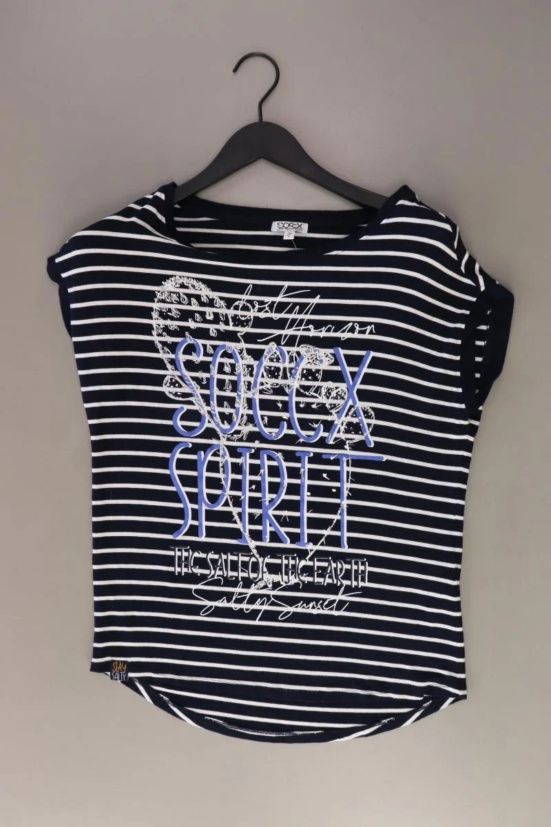 Soccx Printshirt Gr. 36 gestreift Kurzarm blau aus Baumwolle