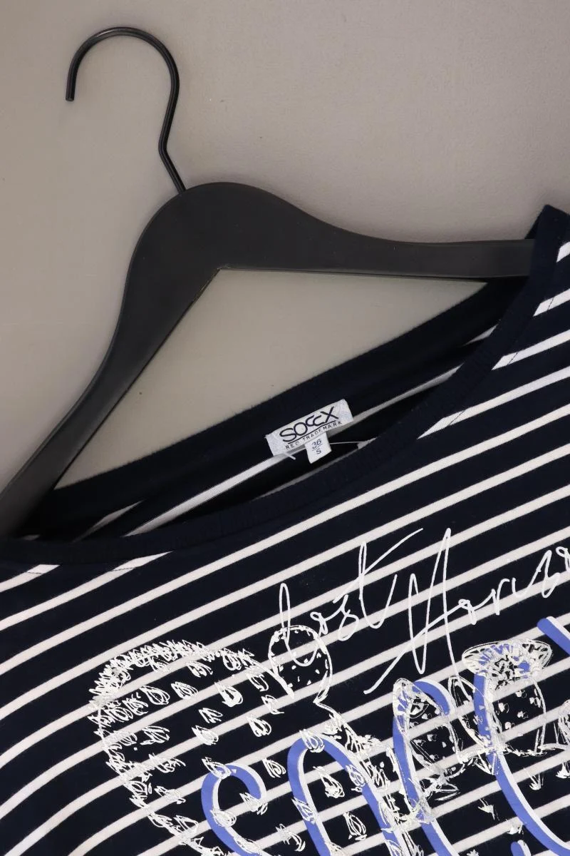 Soccx Printshirt Gr. 36 gestreift Kurzarm blau aus Baumwolle