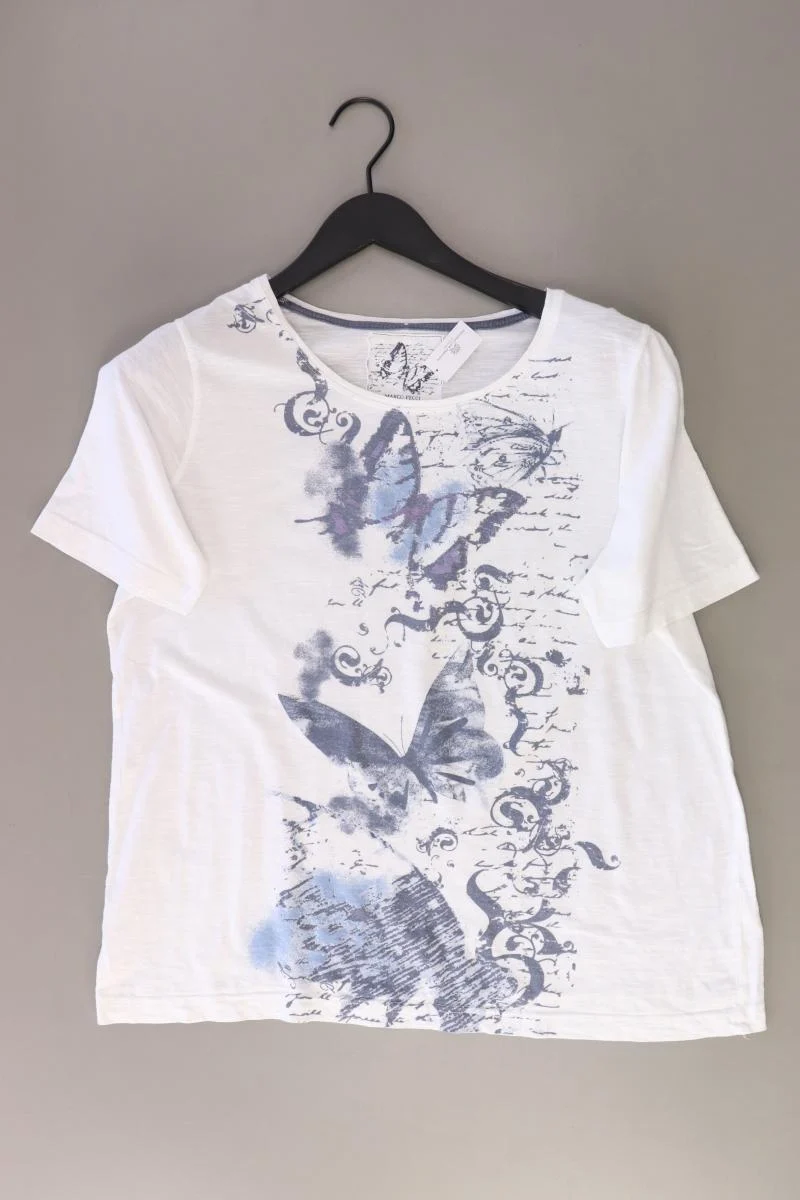 Marco Pecci Printshirt Gr. 44 Kurzarm weiß aus Baumwolle