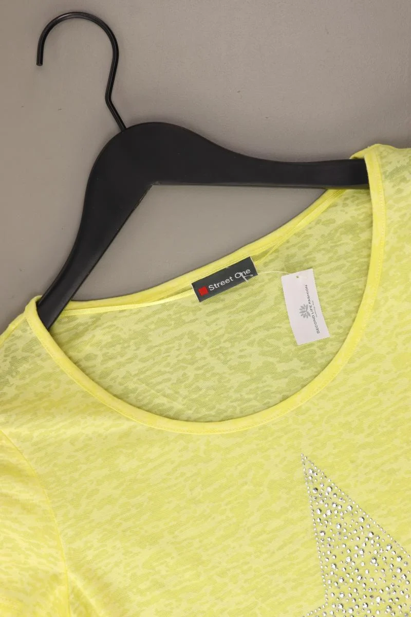 Street One T-Shirt Gr. 38 mit Tierdruck Kurzarm mit Pailletten gelb